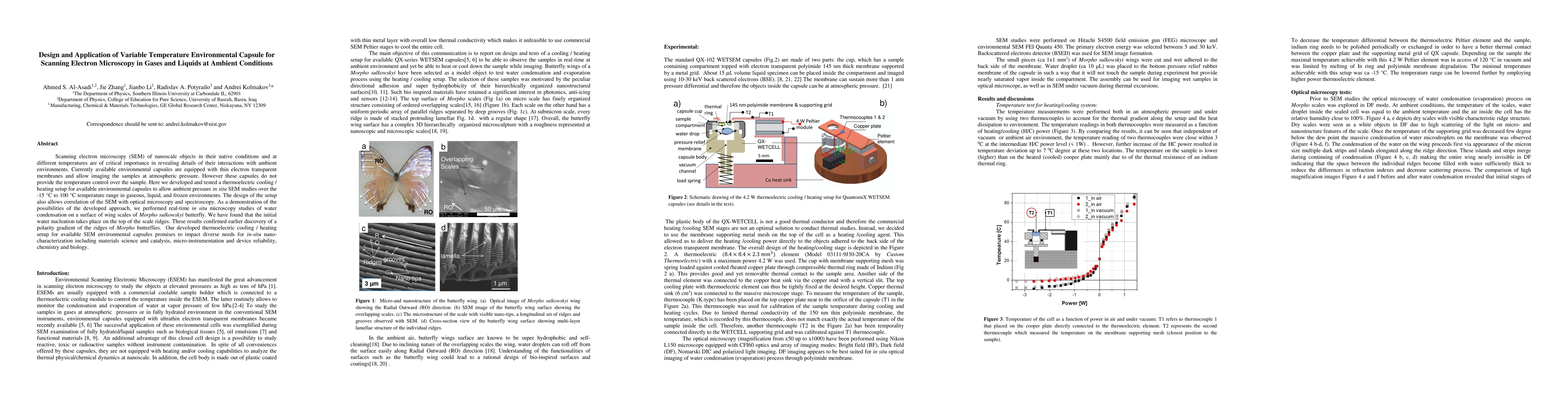 Thumbnail for Design and Application of Variable Temperature Environmental Capsule for
  Scanning Electron Microscopy in Gases and Liquids at Ambient Conditions