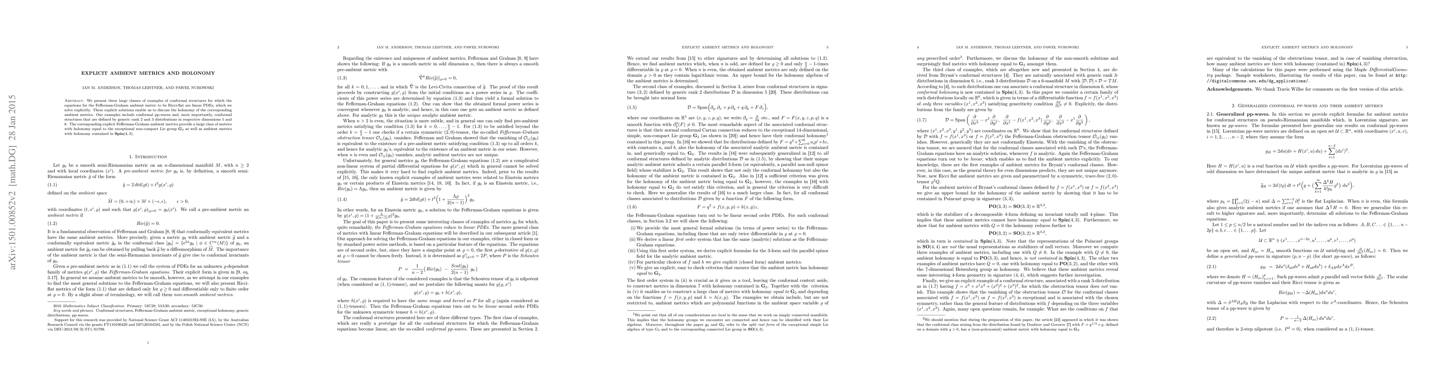 Thumbnail for Explicit ambient metrics and holonomy