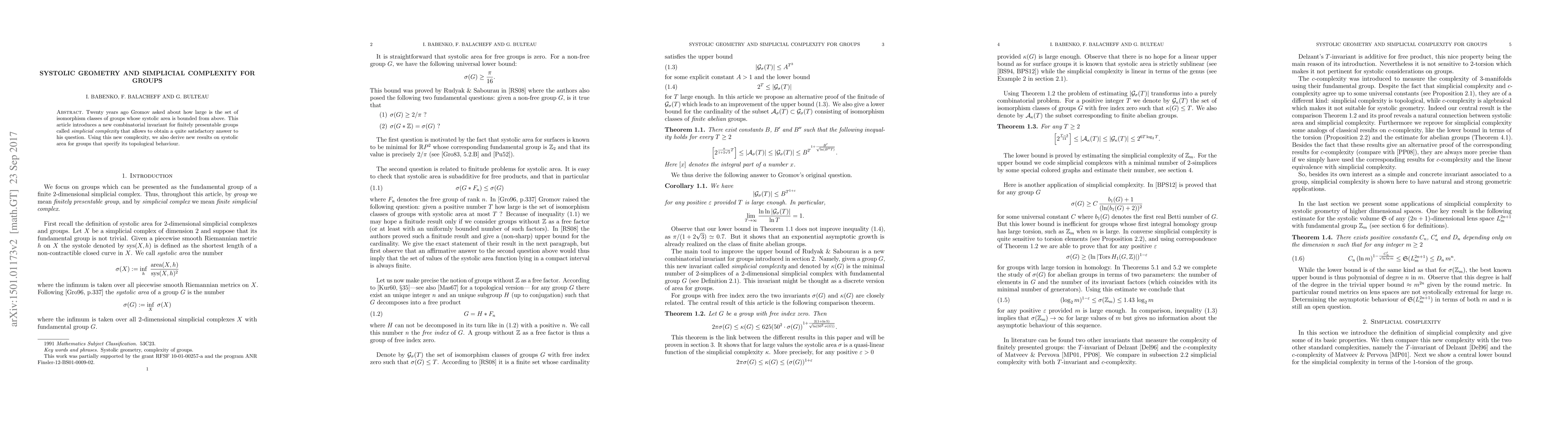 Thumbnail for Systolic geometry and simplicial complexity for groups