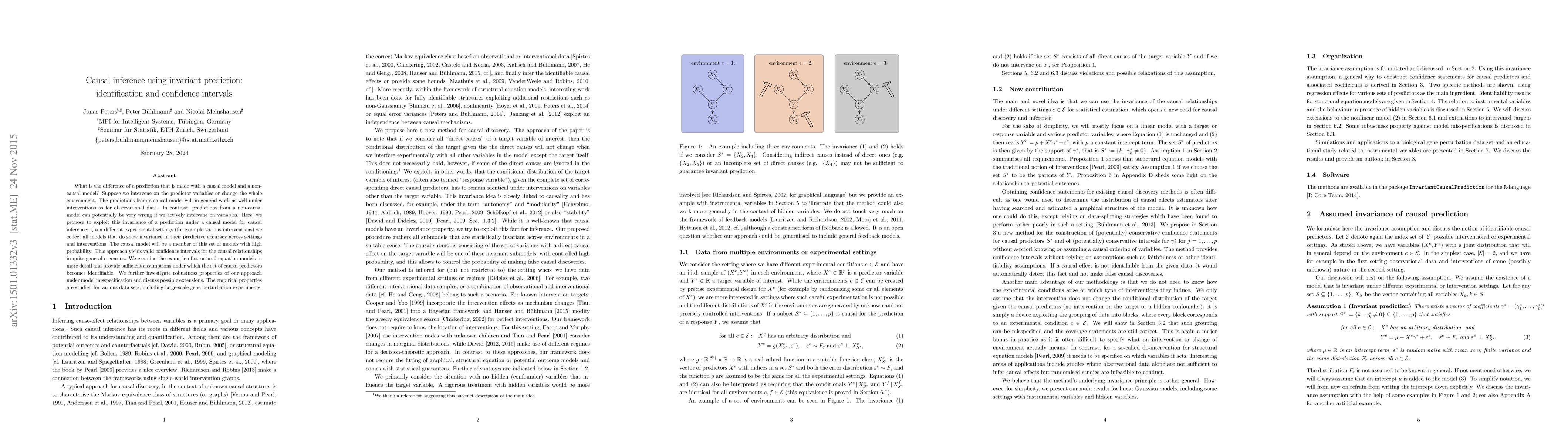 Thumbnail for Causal inference using invariant prediction: identification and
  confidence intervals