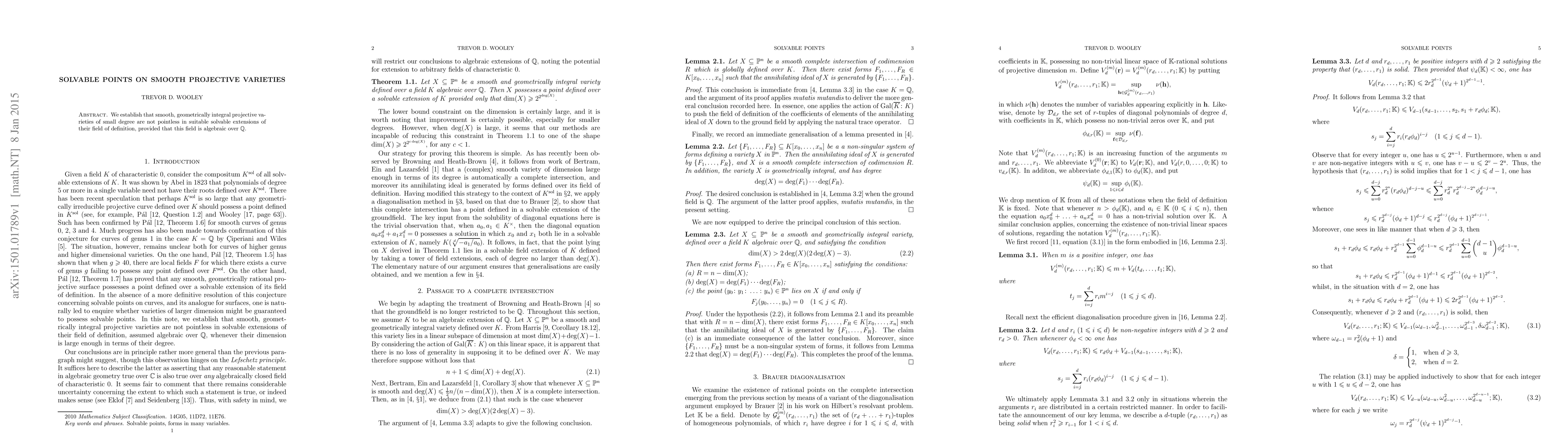 Thumbnail for Solvable points on smooth projective varieties
