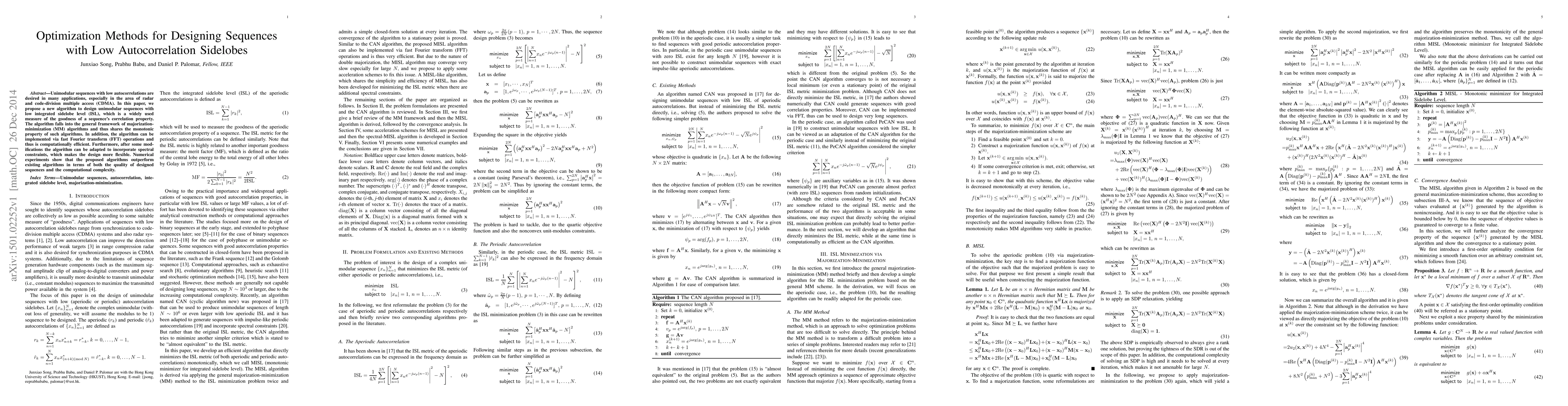 Thumbnail for Optimization Methods for Designing Sequences with Low Autocorrelation
  Sidelobes