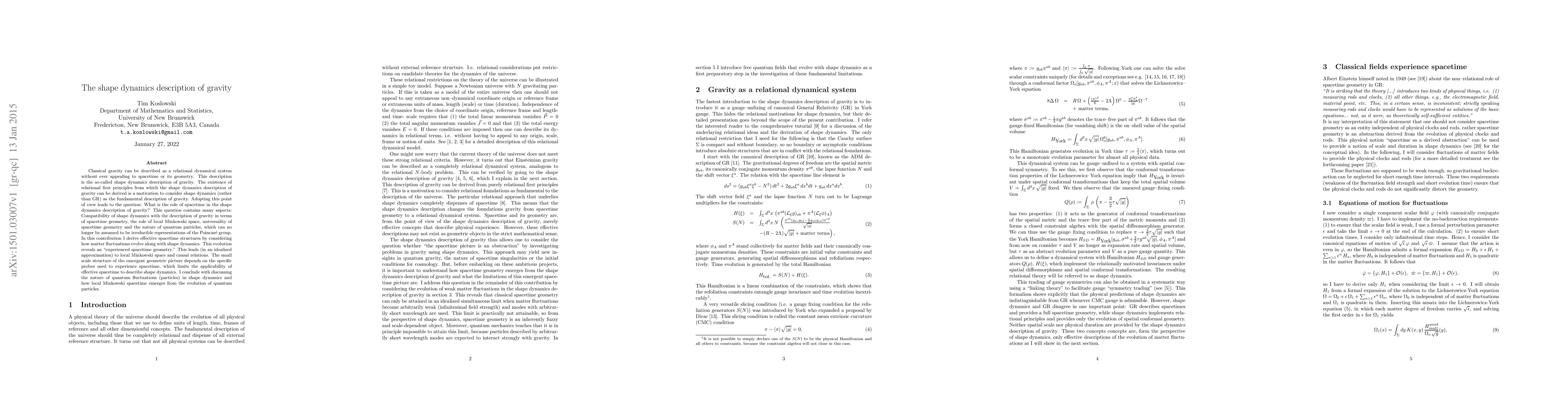 Thumbnail for The shape dynamics description of gravity