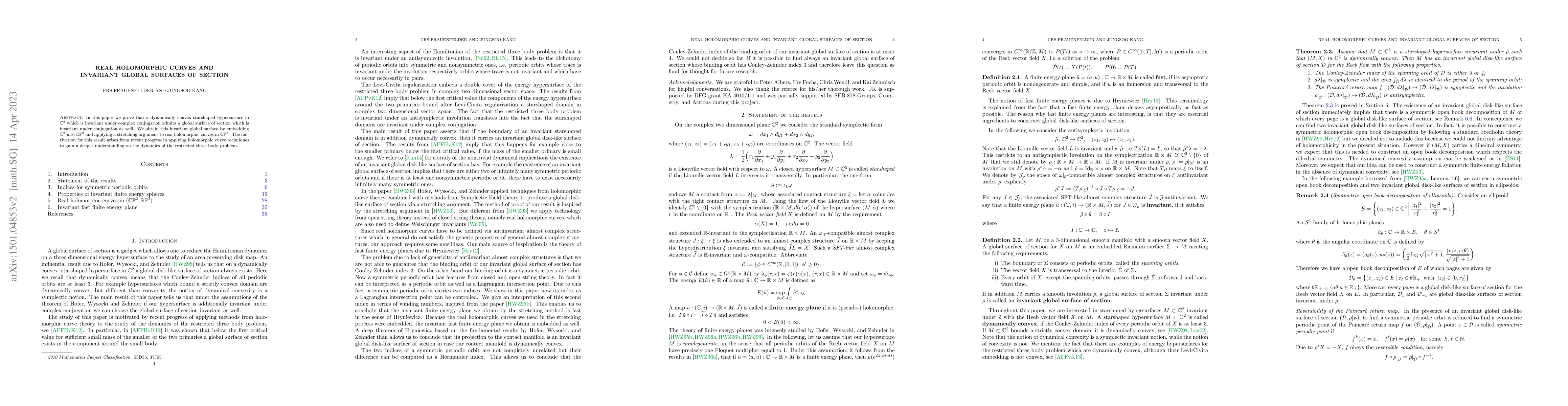 Thumbnail for Real holomorphic curves and invariant global surfaces of section