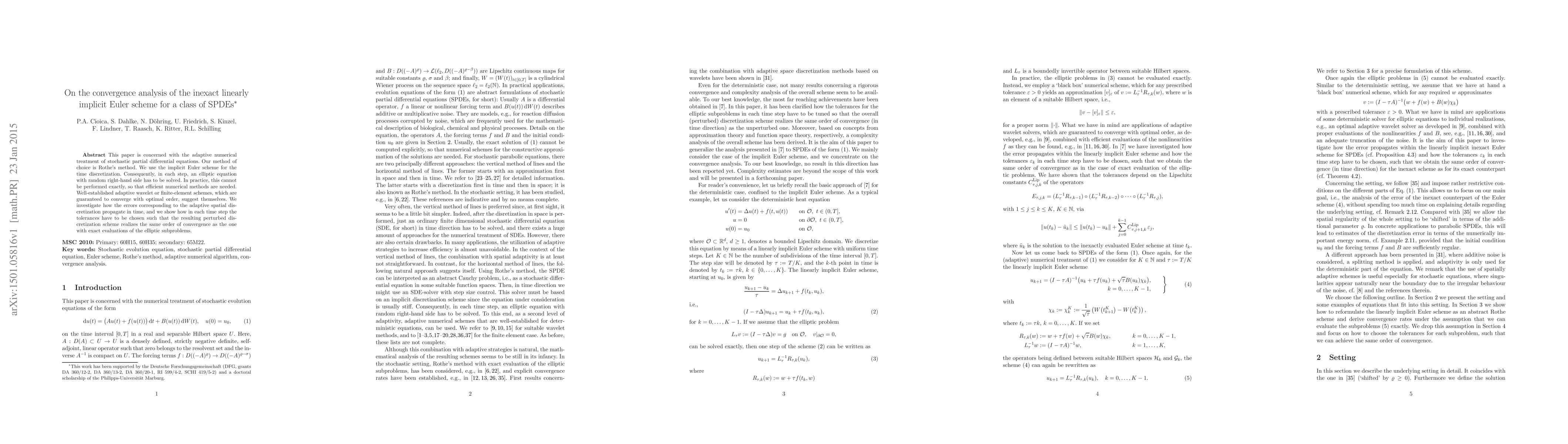 Thumbnail for On the convergence analysis of the inexact linearly implicit Euler
  scheme for a class of SPDEs