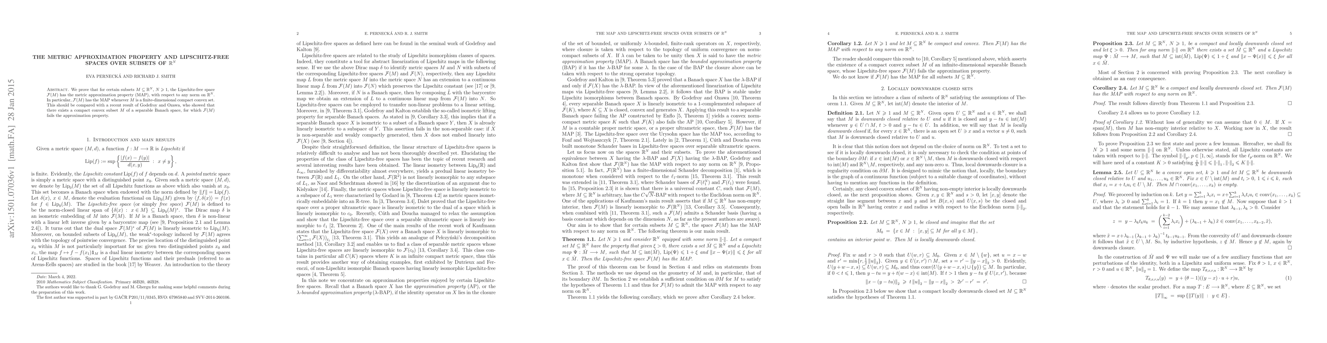 Thumbnail for The Metric Approximation Property and Lipschitz-Free Spaces over Subsets
  of $\mathbb{R}^N$