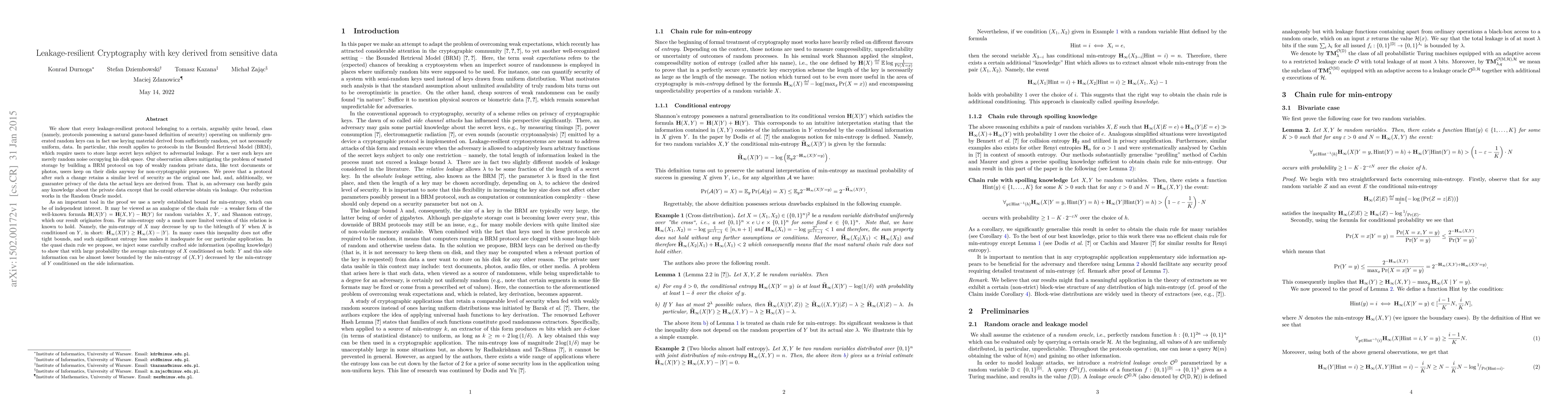 Thumbnail for Leakage-resilient Cryptography with key derived from sensitive data