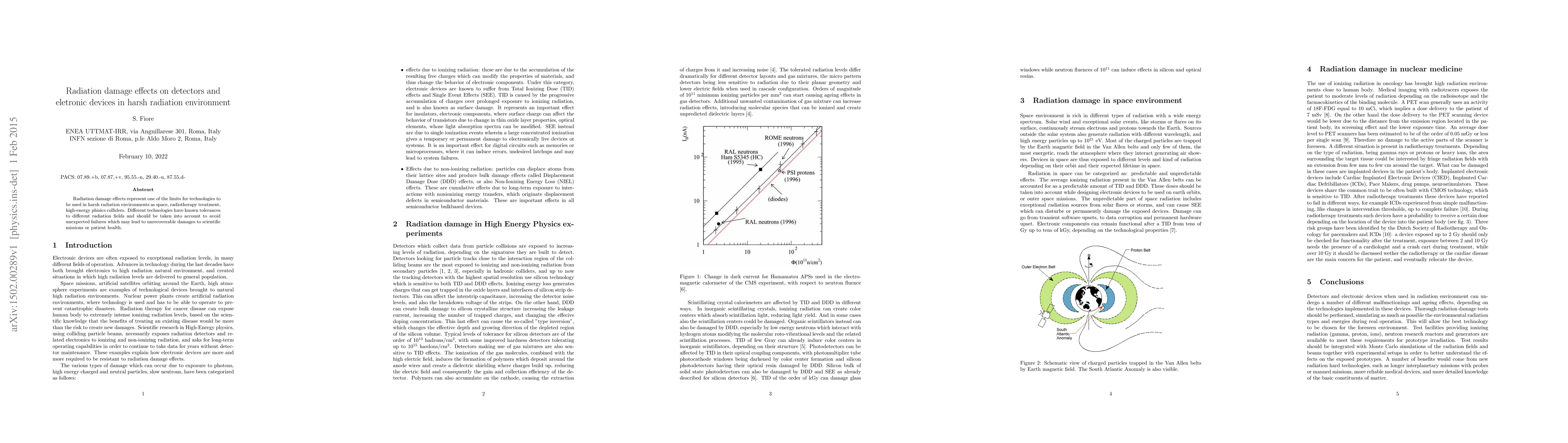 Thumbnail for Radiation damage effects on detectors and eletronic devices in harsh
  radiation environment