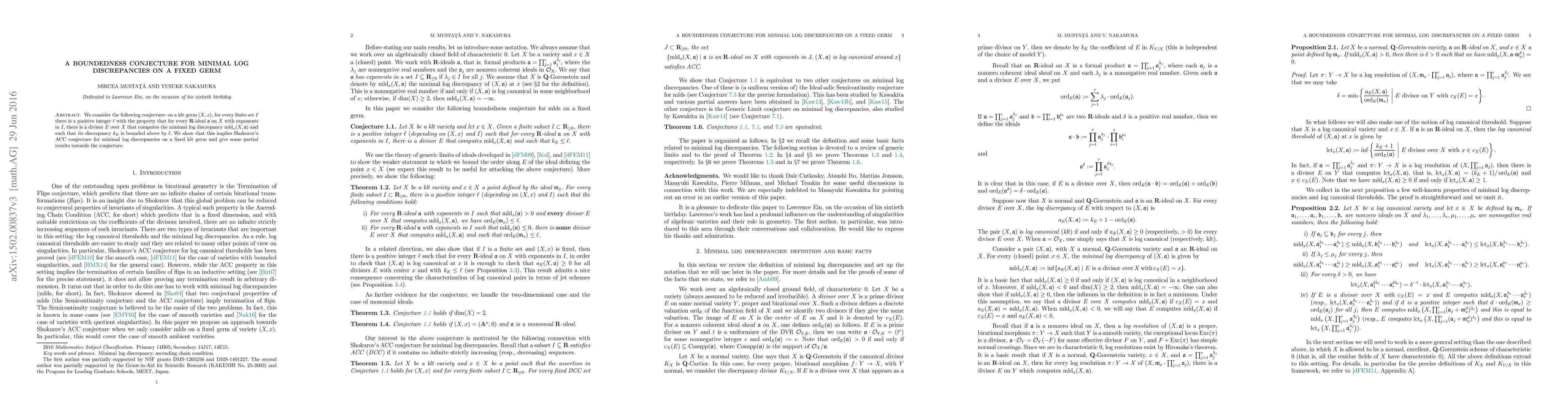 Thumbnail for A boundedness conjecture for minimal log discrepancies on a fixed germ