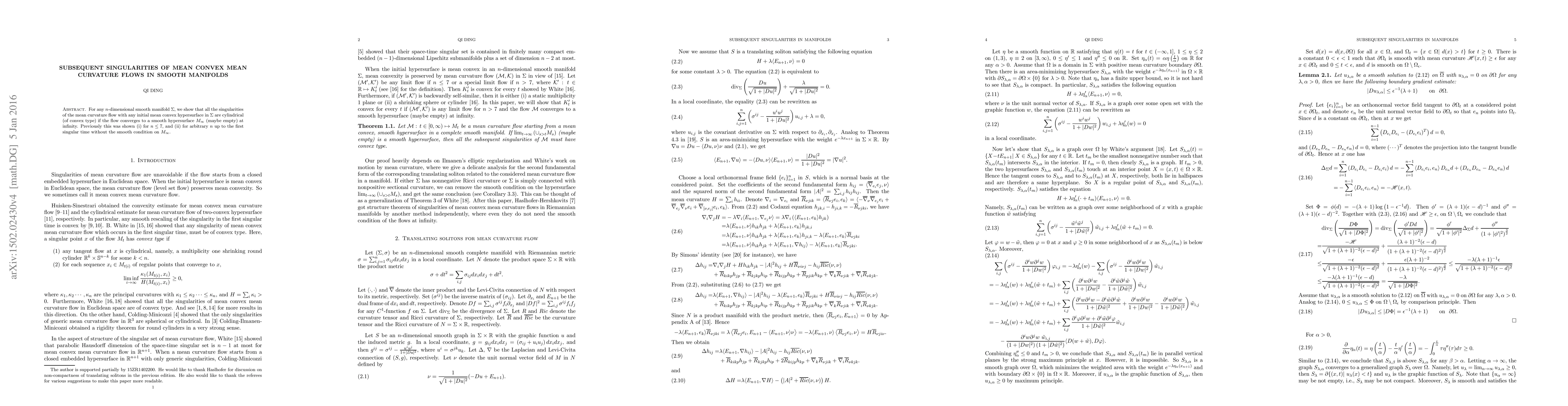 Thumbnail for Subsequent singularities of mean convex mean curvature flows in smooth
  manifolds