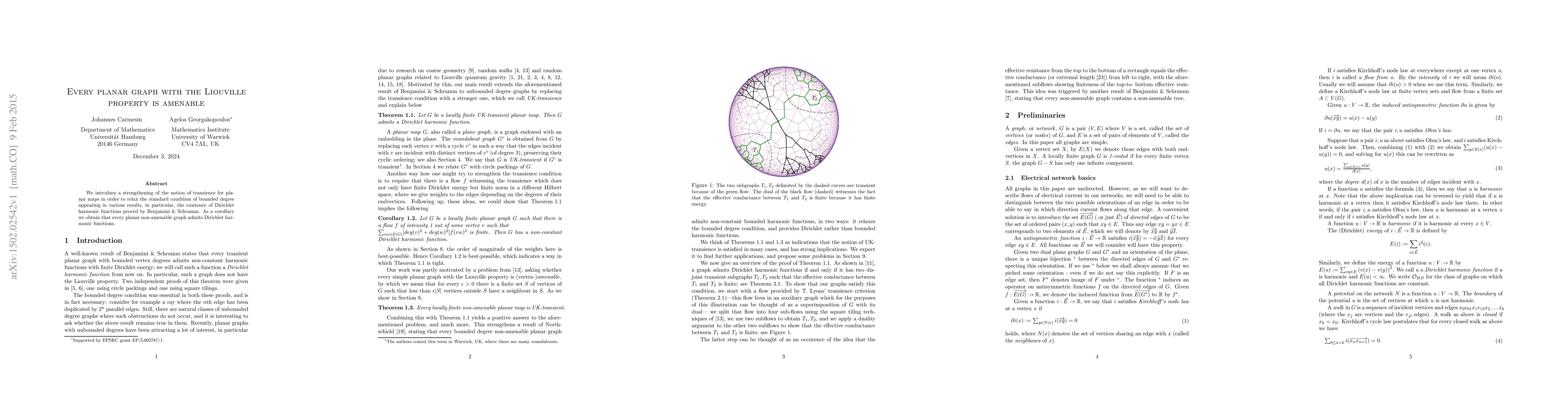 Thumbnail for Every planar graph with the Liouville property is amenable