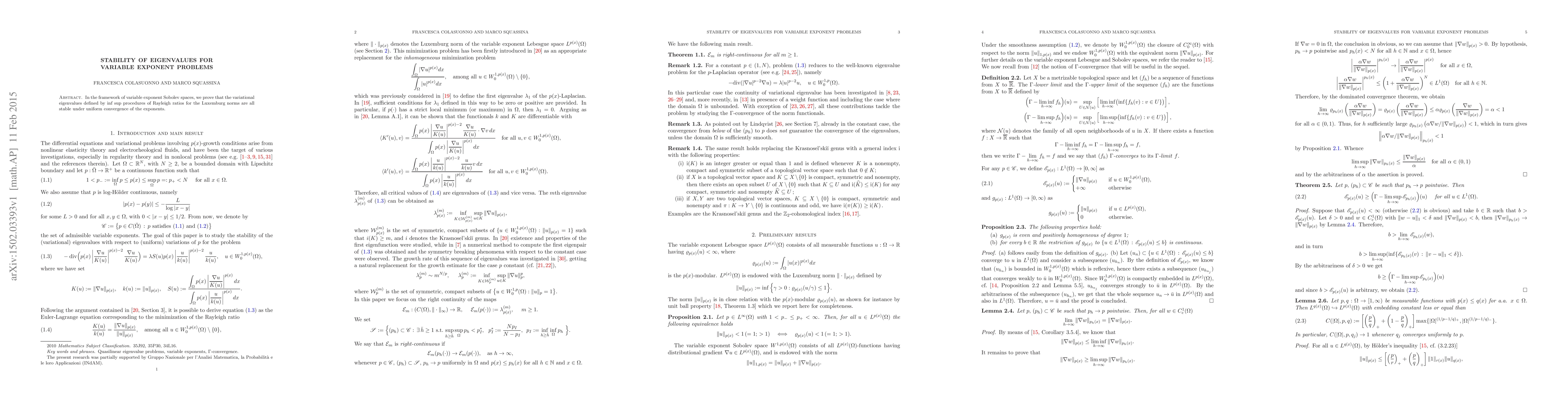 Thumbnail for Stability of eigenvalues for variable exponent problems