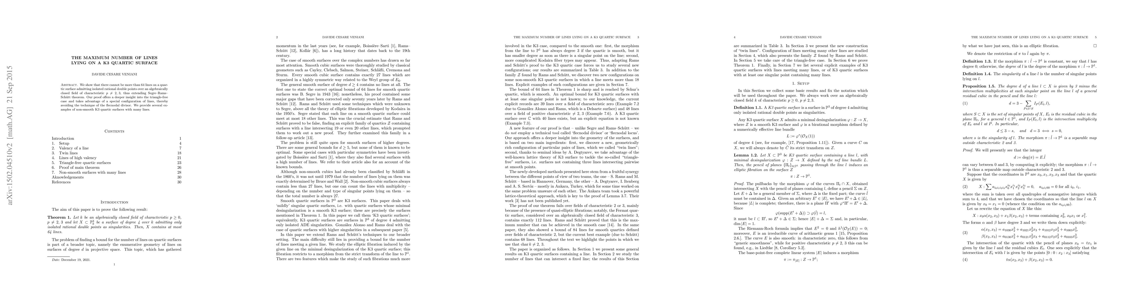 Thumbnail for The maximum number of lines lying on a K3 quartic surface