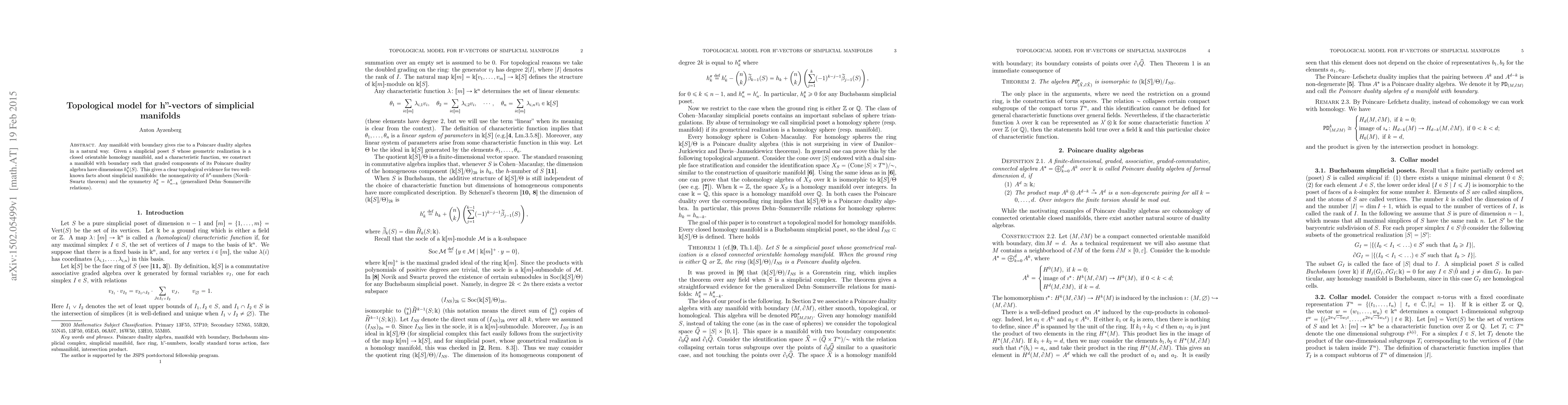 Thumbnail for Topological model for h"-vectors of simplicial manifolds