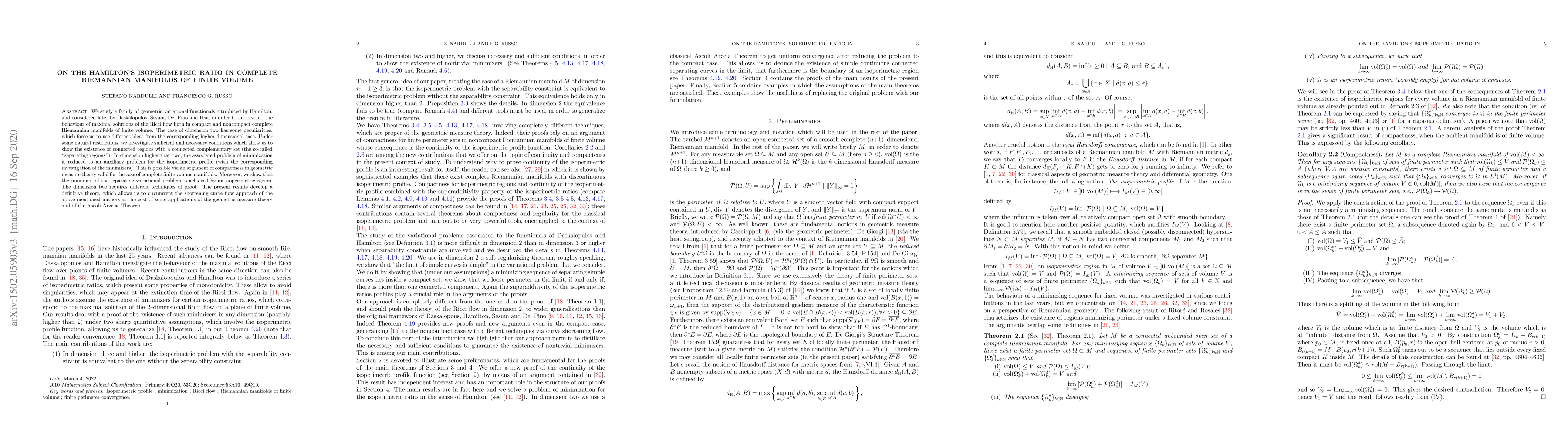 Thumbnail for On the Hamilton's isoperimetric ratio in complete Riemannian manifolds
  of finite volume