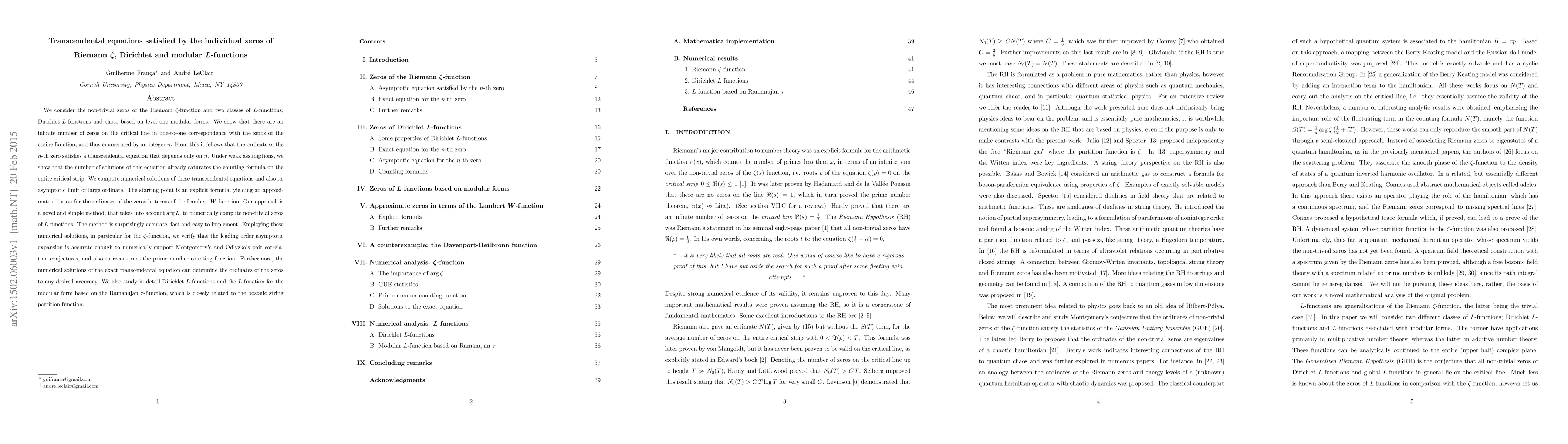 Thumbnail for Transcendental equations satisfied by the individual zeros of Riemann
  $\zeta$, Dirichlet and modular $L$-functions