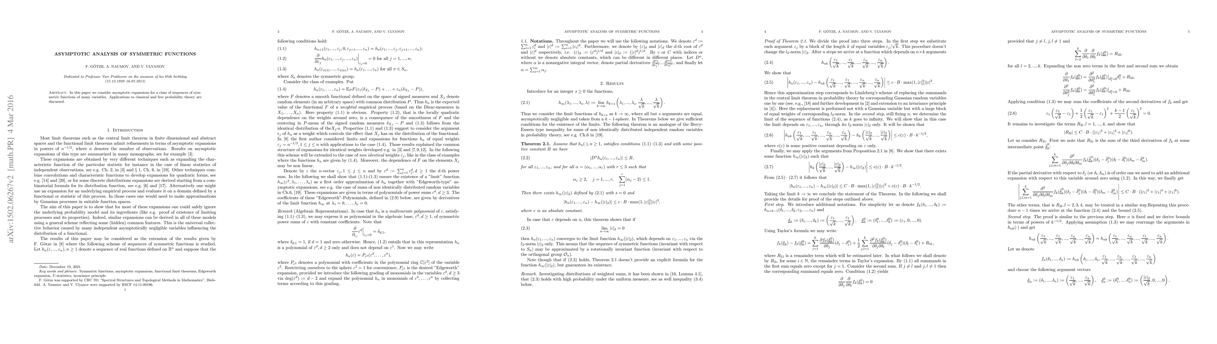 Thumbnail for Asymptotic analysis of symmetric functions