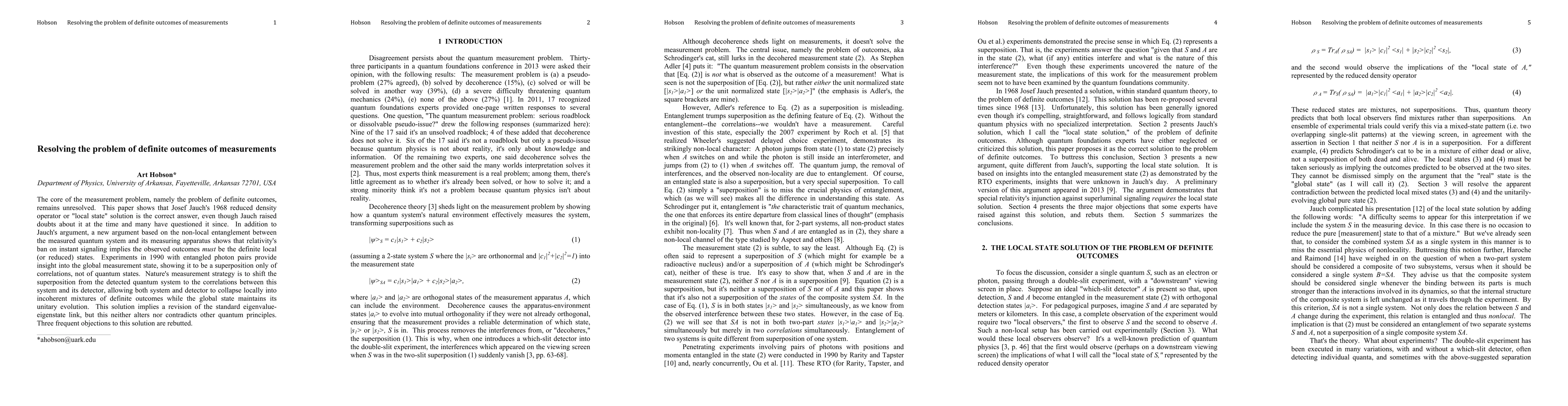Thumbnail for Resolving the problem of definite outcomes of measurements