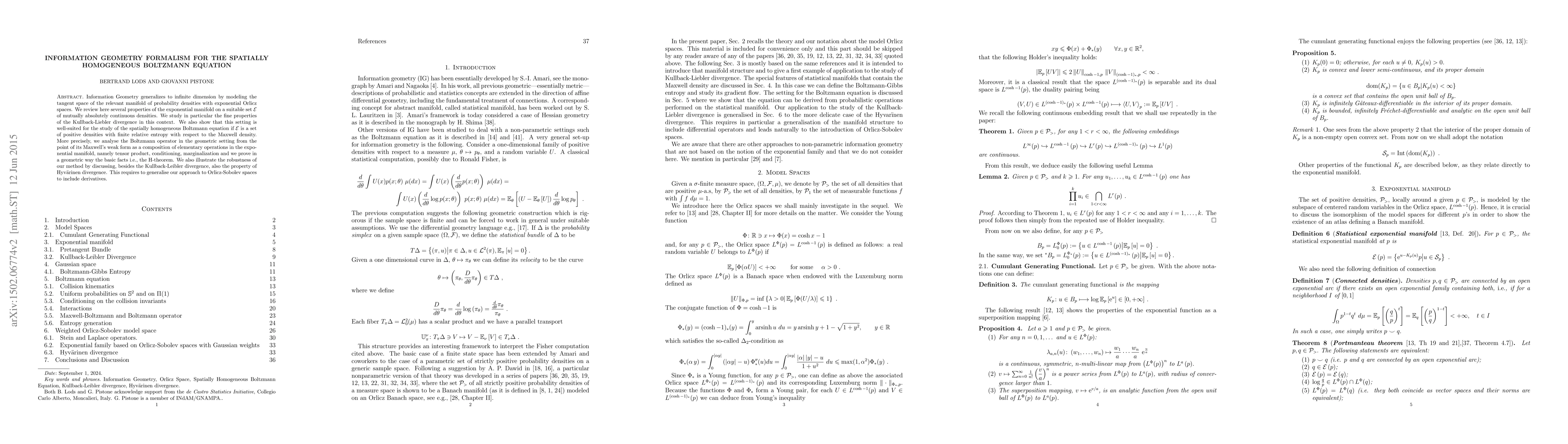 Thumbnail for Information Geometry Formalism for the Spatially Homogeneous Boltzmann
  Equation