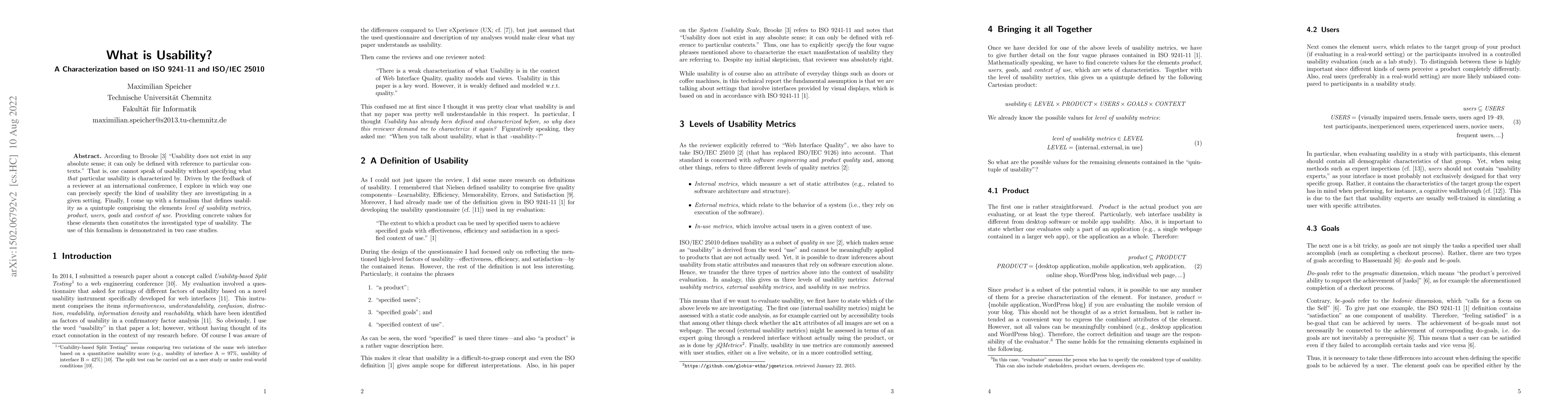 Thumbnail for What is Usability? A Characterization based on ISO 9241-11 and ISO/IEC
  25010