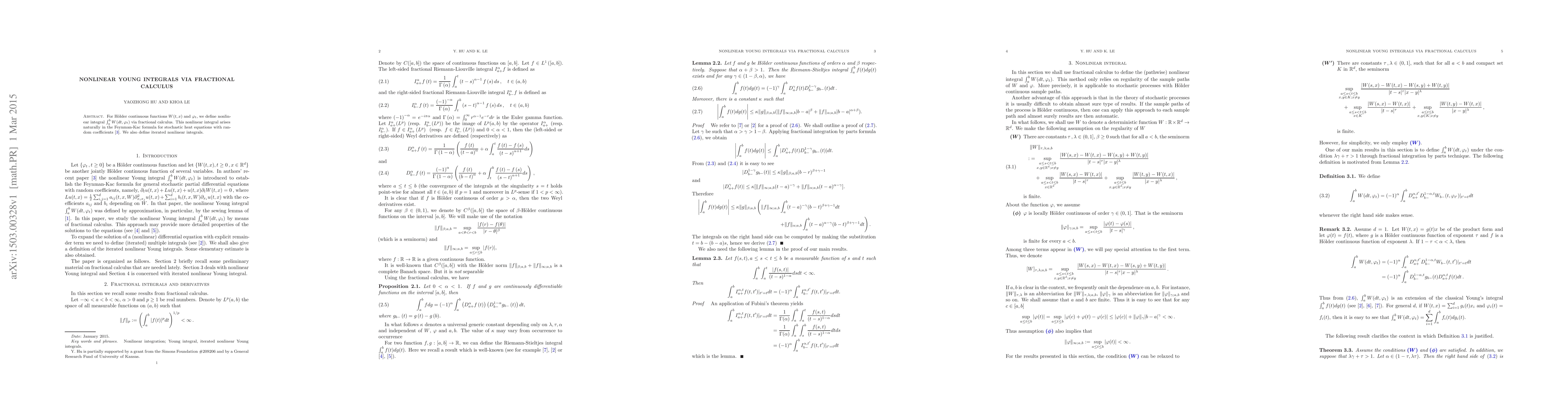 Thumbnail for Nonlinear Young integrals via fractional calculus