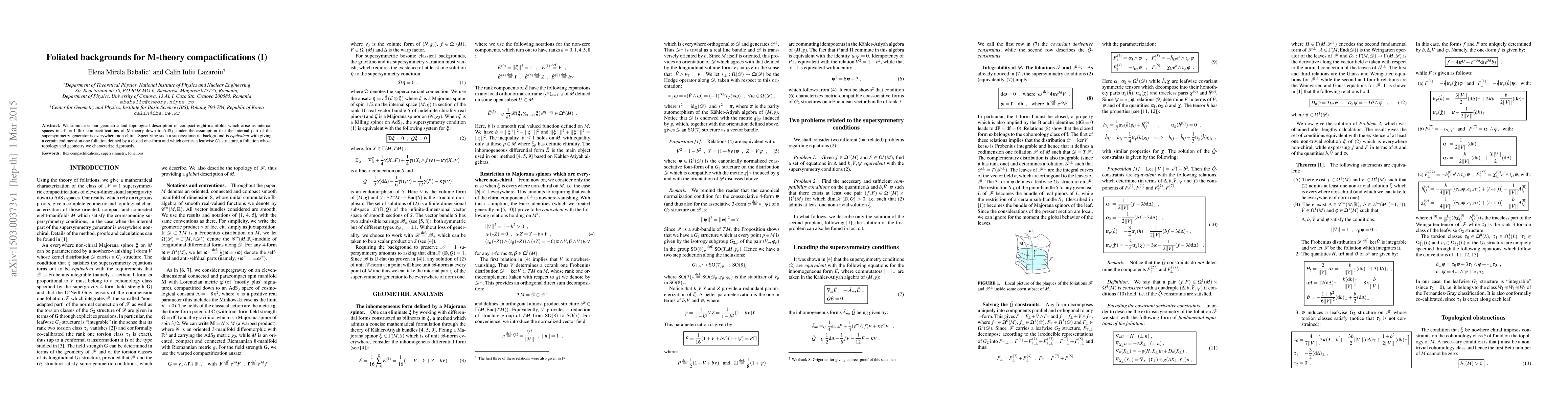 Thumbnail for Foliated backgrounds for M-theory compactifications (I)