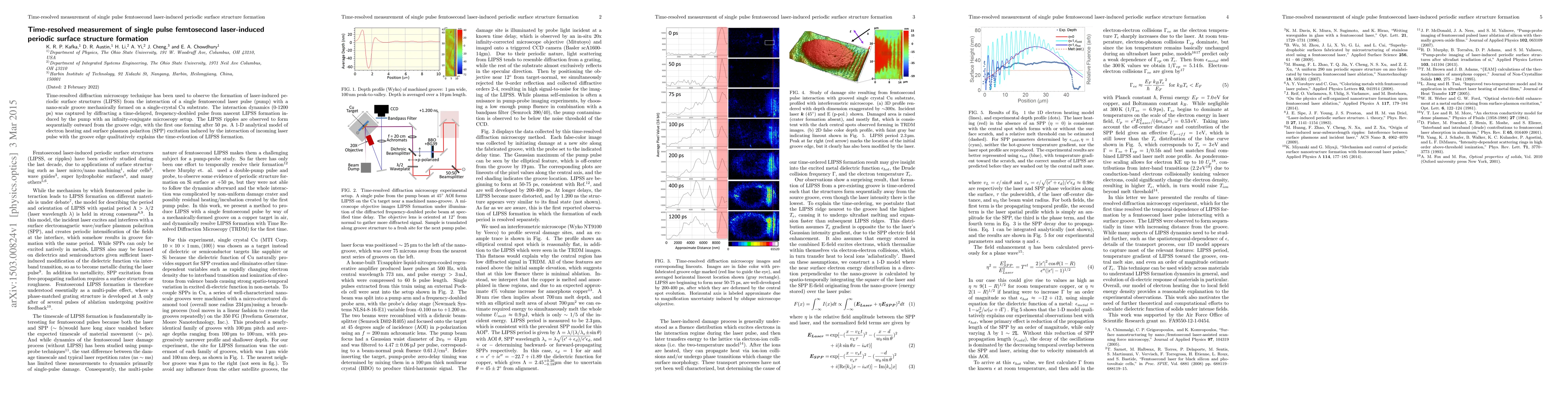 Thumbnail for Time-resolved measurement of single pulse femtosecond laser-induced
  periodic surface structure formation