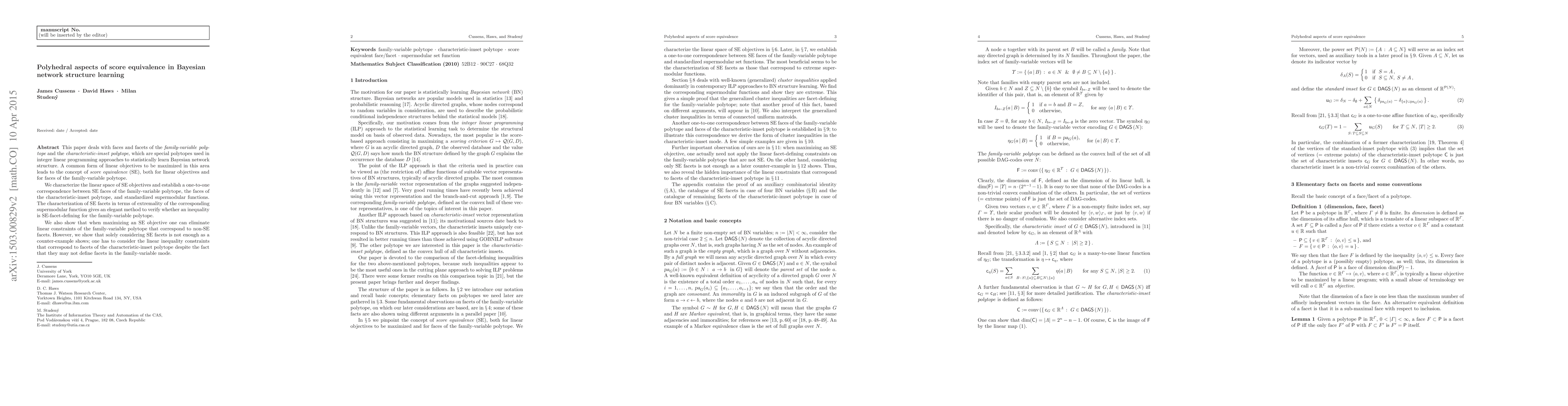 Thumbnail for Polyhedral aspects of score equivalence in Bayesian network structure
  learning