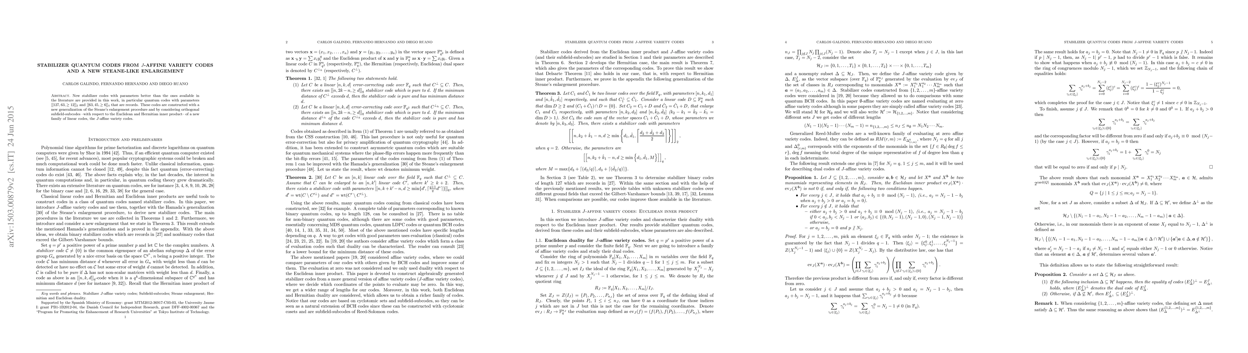 Thumbnail for Stabilizer quantum codes from $J$-affine variety codes and a new
  Steane-like enlargement