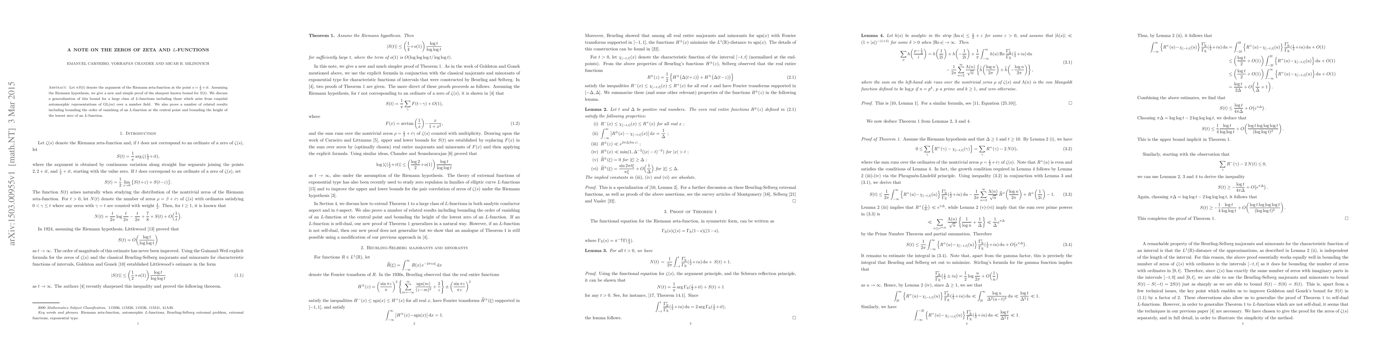 Thumbnail for A note on the zeros of zeta and $L$-functions