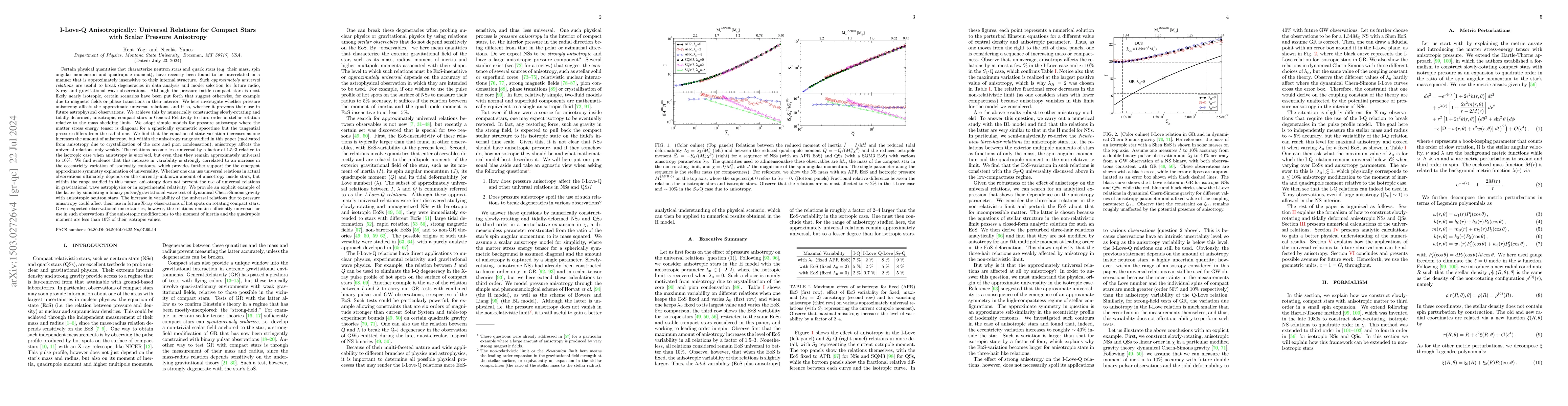 Thumbnail for I-Love-Q anisotropically: Universal relations for compact stars with
  scalar pressure anisotropy