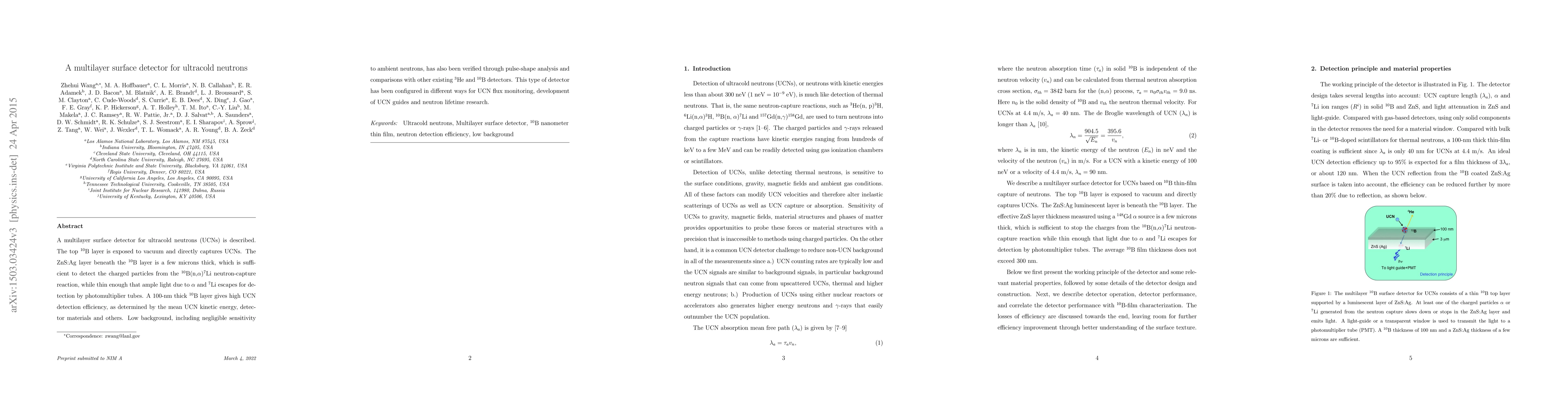 Thumbnail for A multilayer surface detector for ultracold neutrons