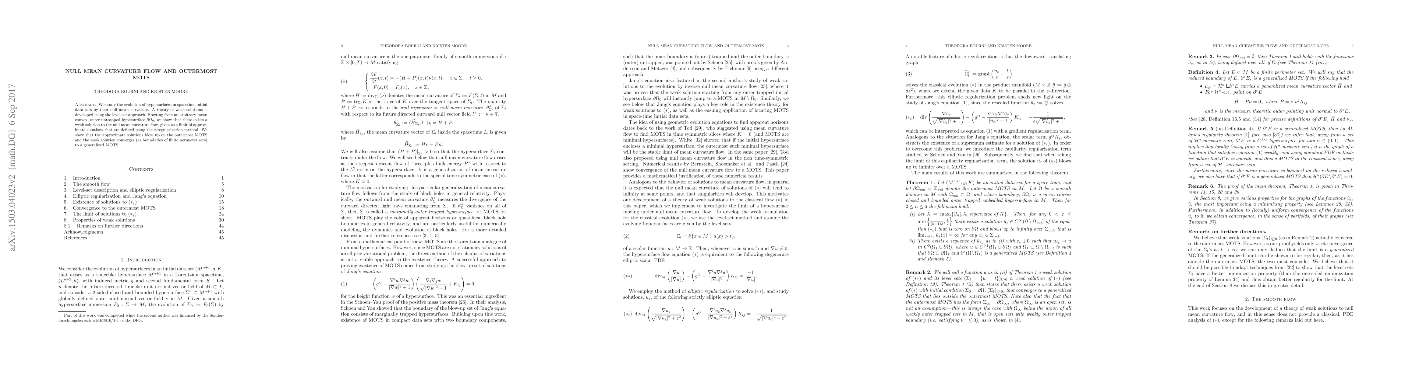Thumbnail for Null mean curvature flow and outermost MOTS