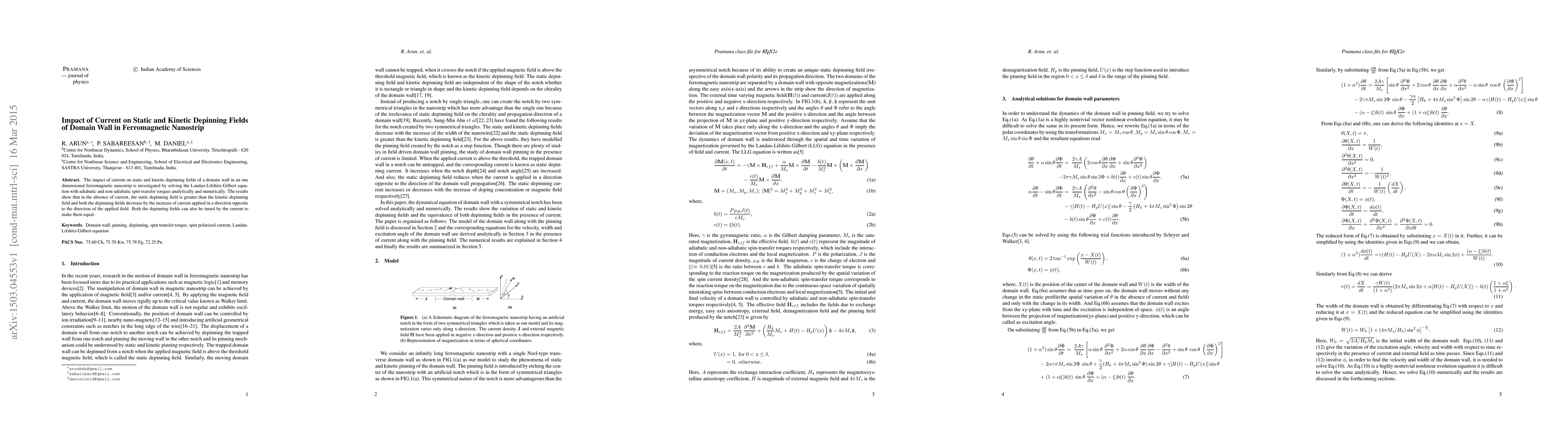 Thumbnail for Impact of Current on Static and Kinetic Depinning Fields of Domain Wall
  in Ferromagnetic Nanostrip