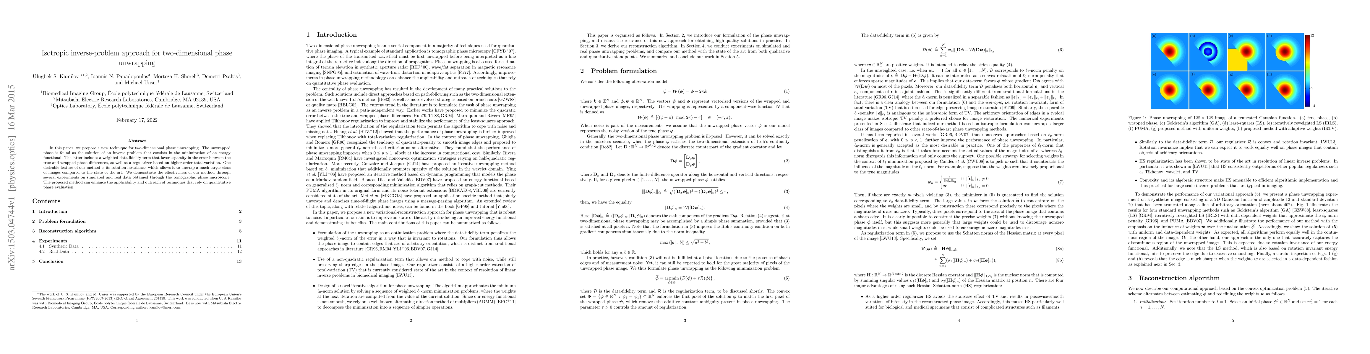 Thumbnail for Isotropic inverse-problem approach for two-dimensional phase unwrapping