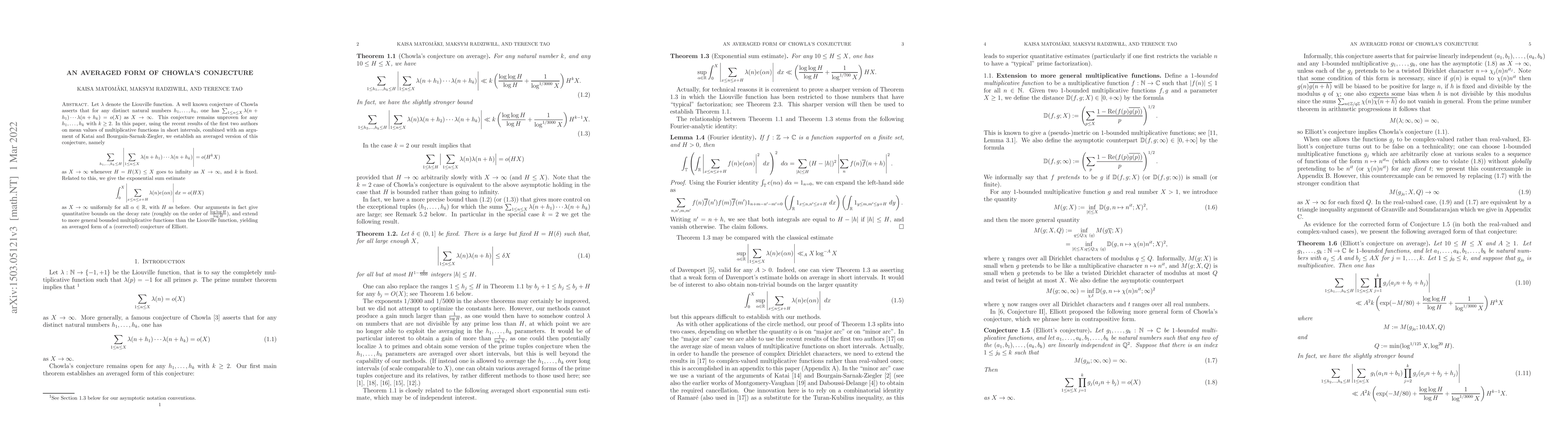 Thumbnail for An averaged form of Chowla's conjecture