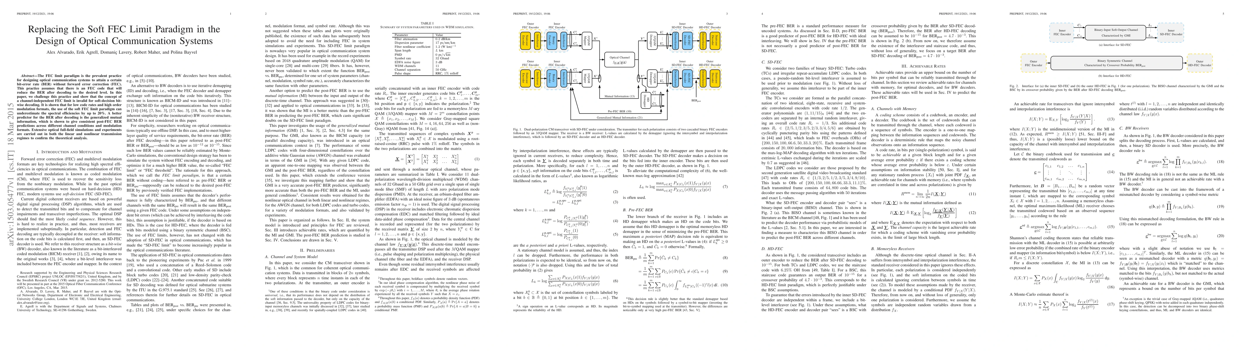 Thumbnail for Replacing the Soft FEC Limit Paradigm in the Design of Optical
  Communication Systems