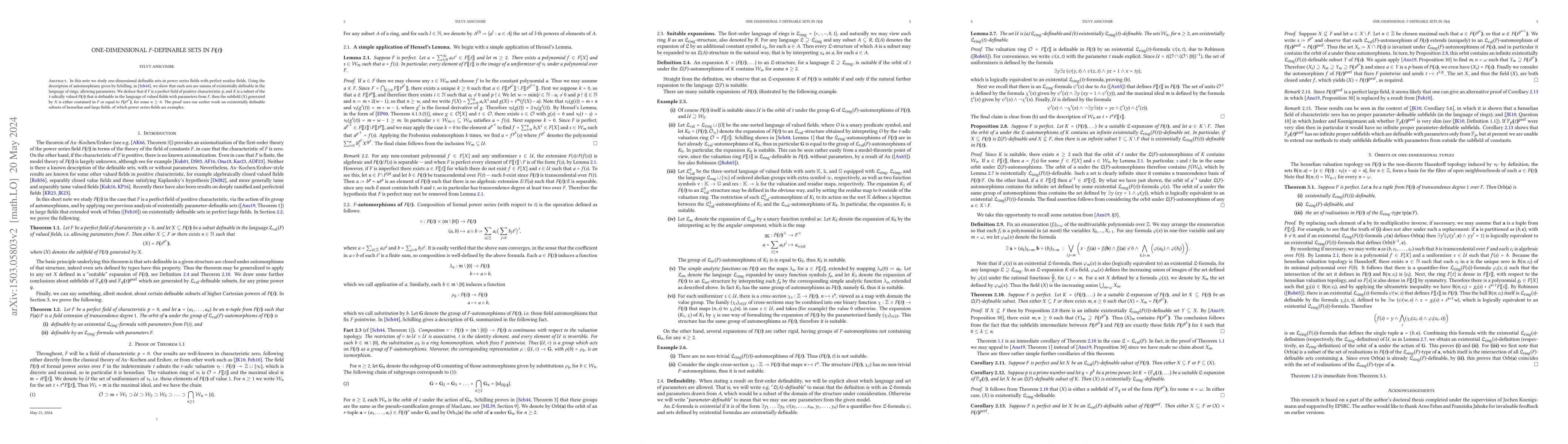 Thumbnail for One-dimensional F-definable sets in F((t))