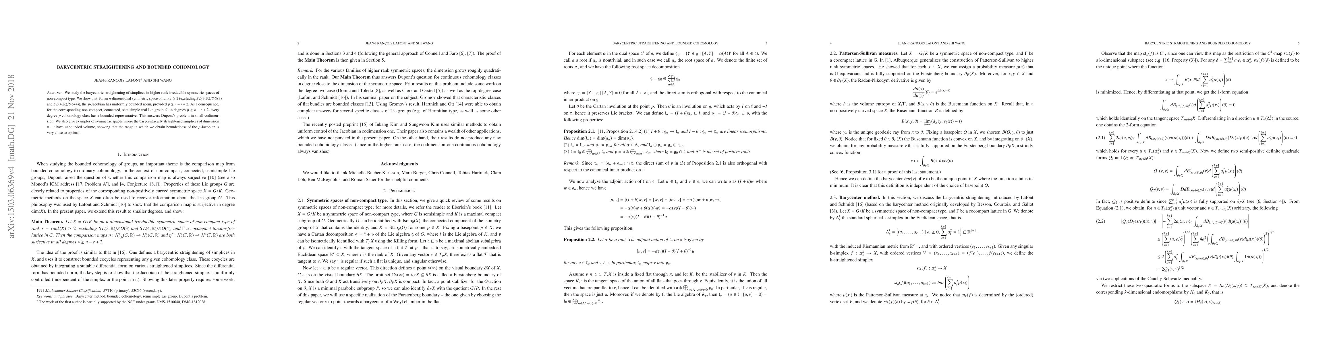 Thumbnail for Barycentric straightening and bounded cohomology