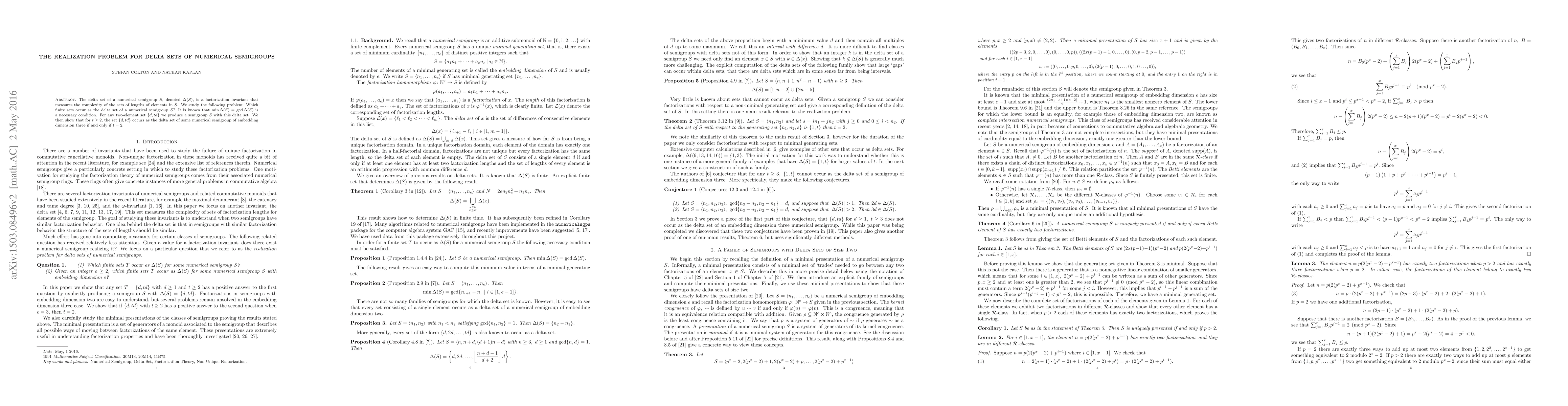 Thumbnail for The Realization Problem for Delta Sets of Numerical Semigroups