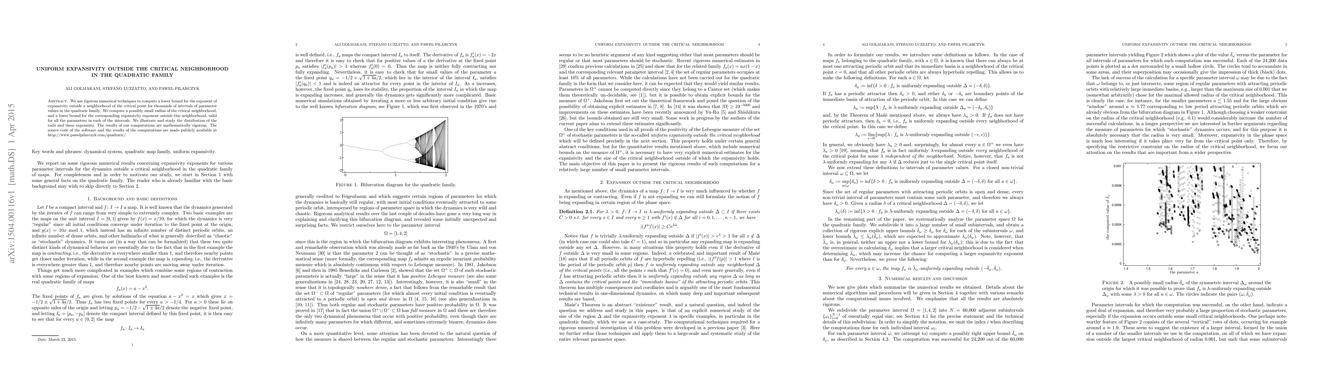 Thumbnail for Uniform expansivity outside the critical neighborhood in the quadratic
  family