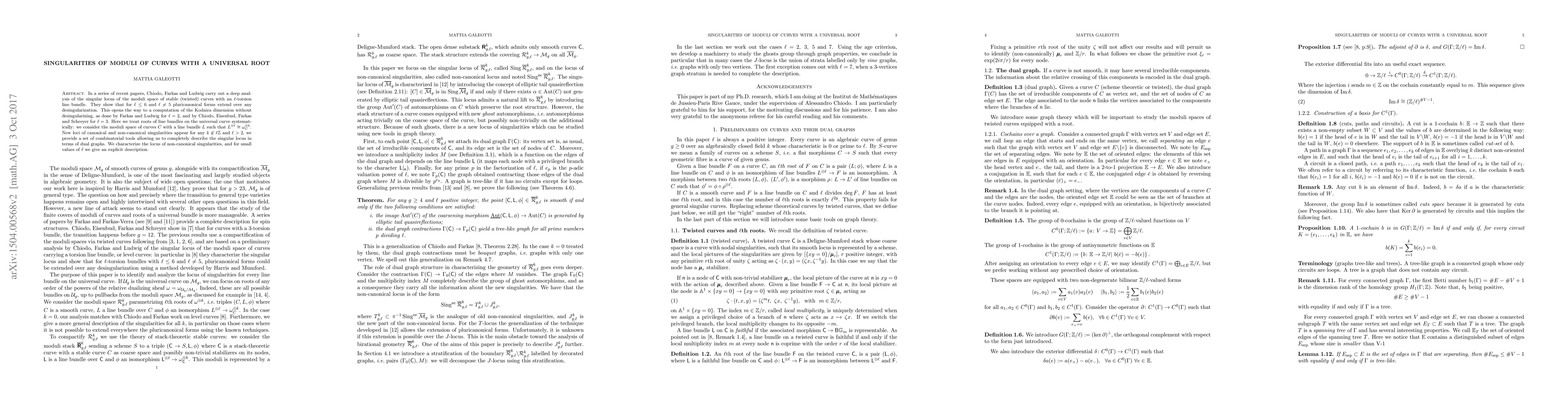 Thumbnail for Singularities of moduli of curves with a universal root
