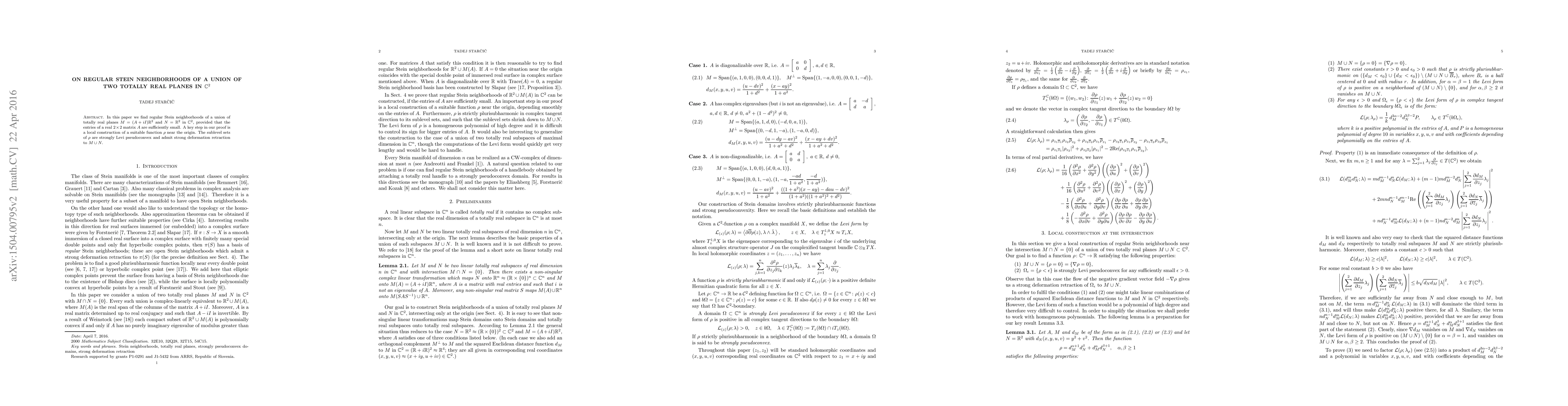 Thumbnail for On regular Stein neighborhoods of a union of two totally real planes in
  $\mathbb{C}^2$
