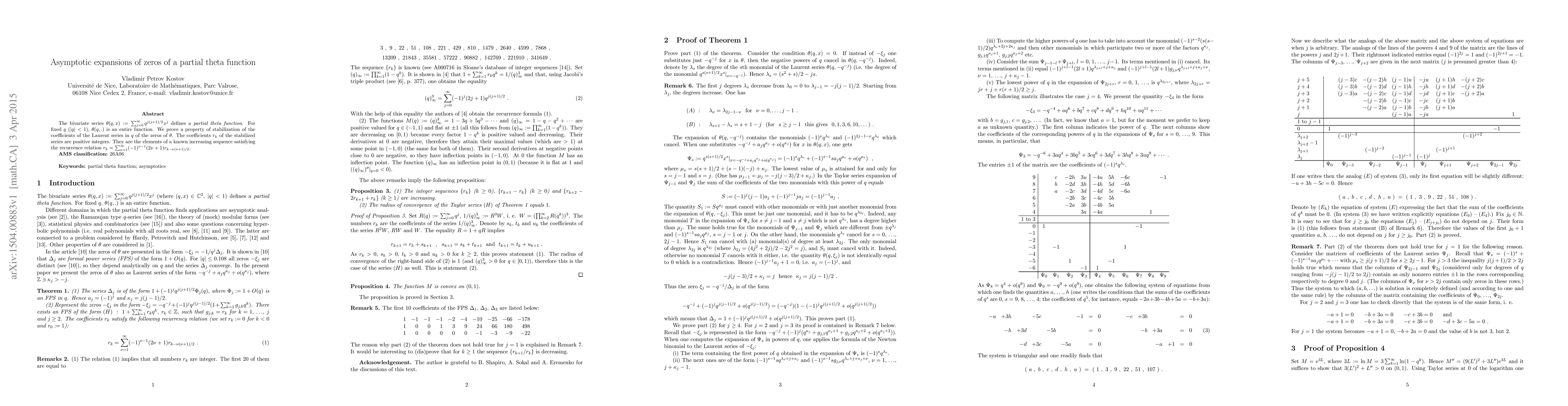 Thumbnail for Asymptotic expansions of zeros of a partial theta function