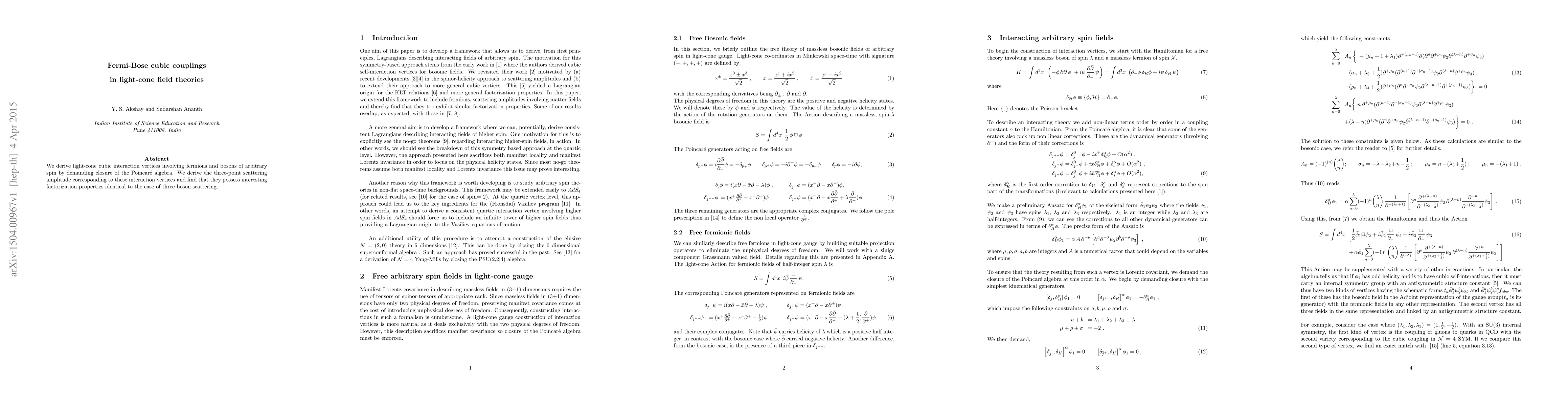 Thumbnail for Fermi-Bose cubic couplings in light-cone field theories