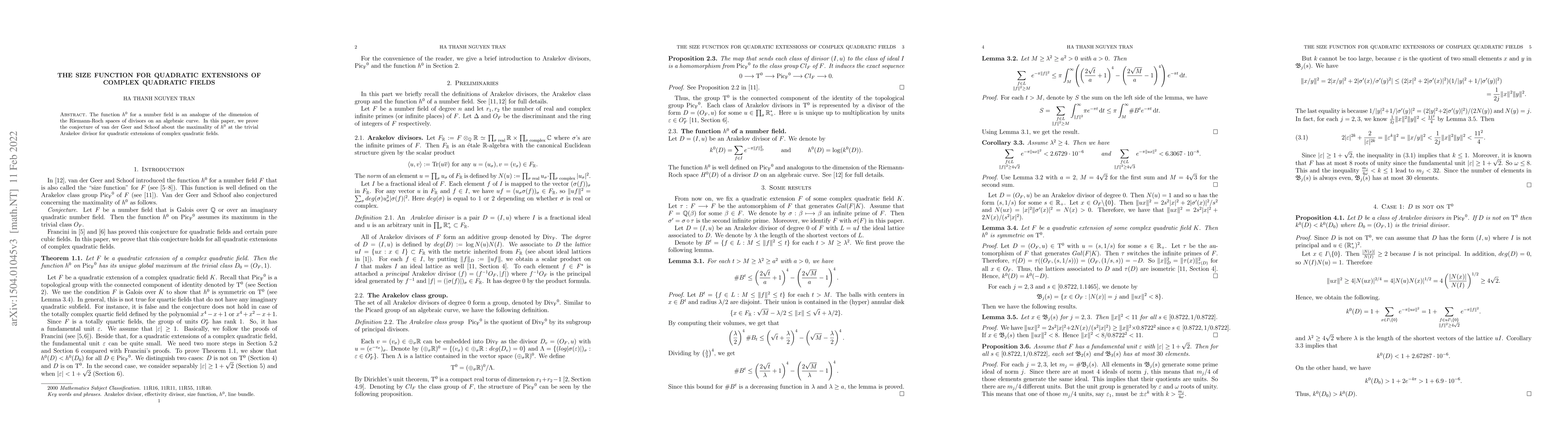 Thumbnail for The size function of quadratic extensions of complex quadratic fields