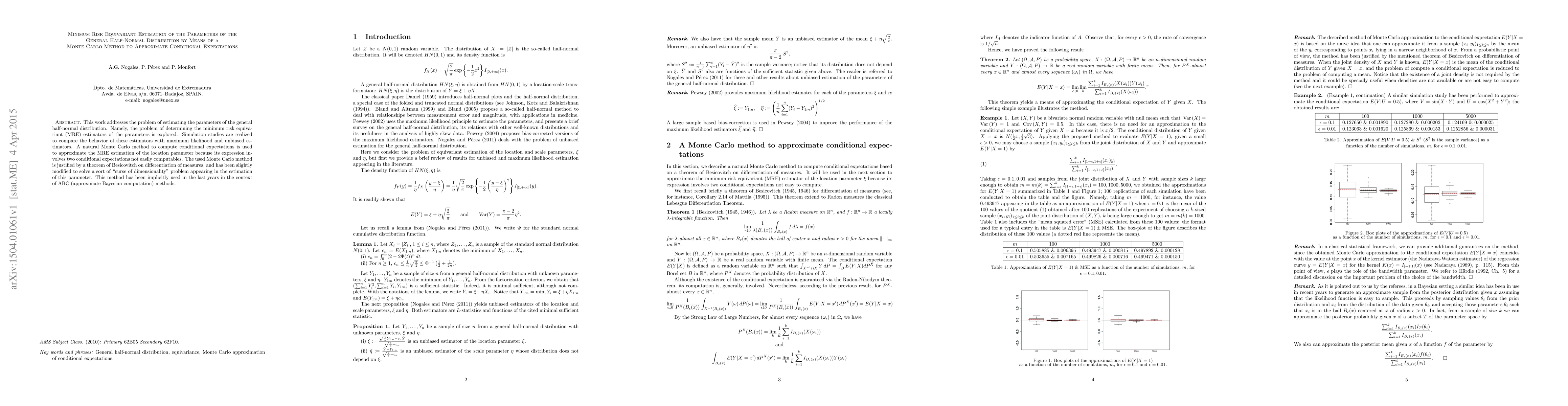 Thumbnail for Minimum Risk Equivariant Estimation of the Parameters of the General
  Half-Normal Distribution by Means of a Monte Carlo Method to Approximate
  Conditional Expectations