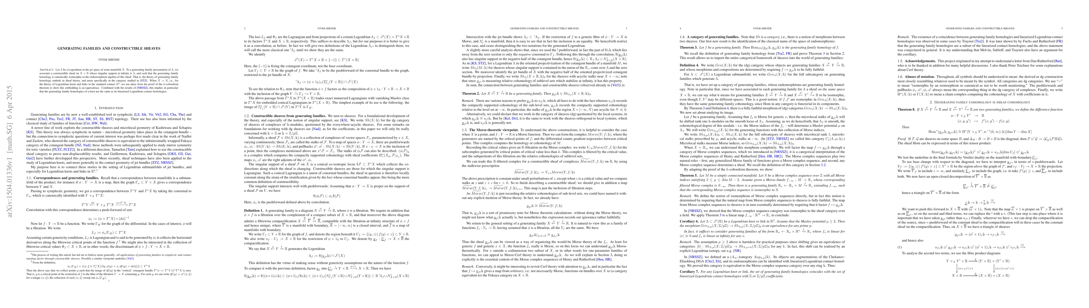 Thumbnail for Generating families and constructible sheaves