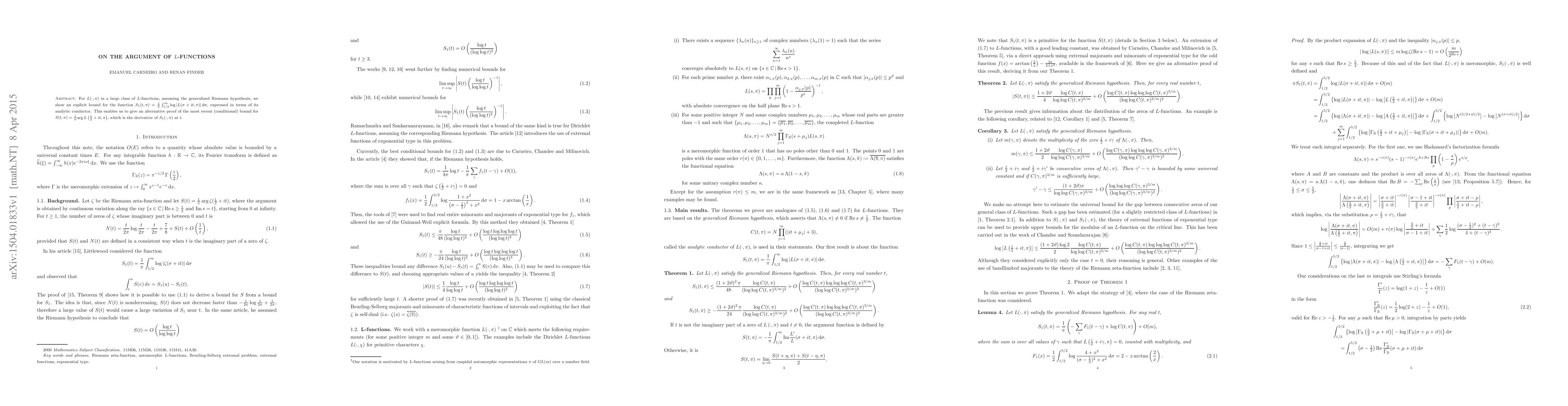 Thumbnail for On the argument of $L$-functions