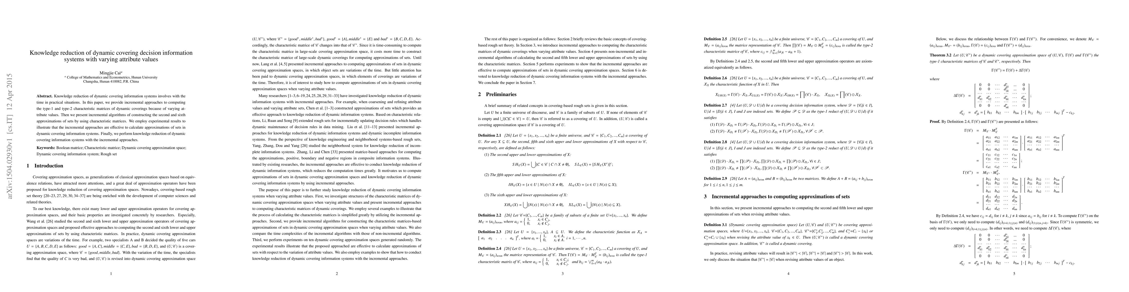 Thumbnail for Knowledge reduction of dynamic covering decision information systems
  with varying attribute values